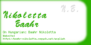 nikoletta baahr business card